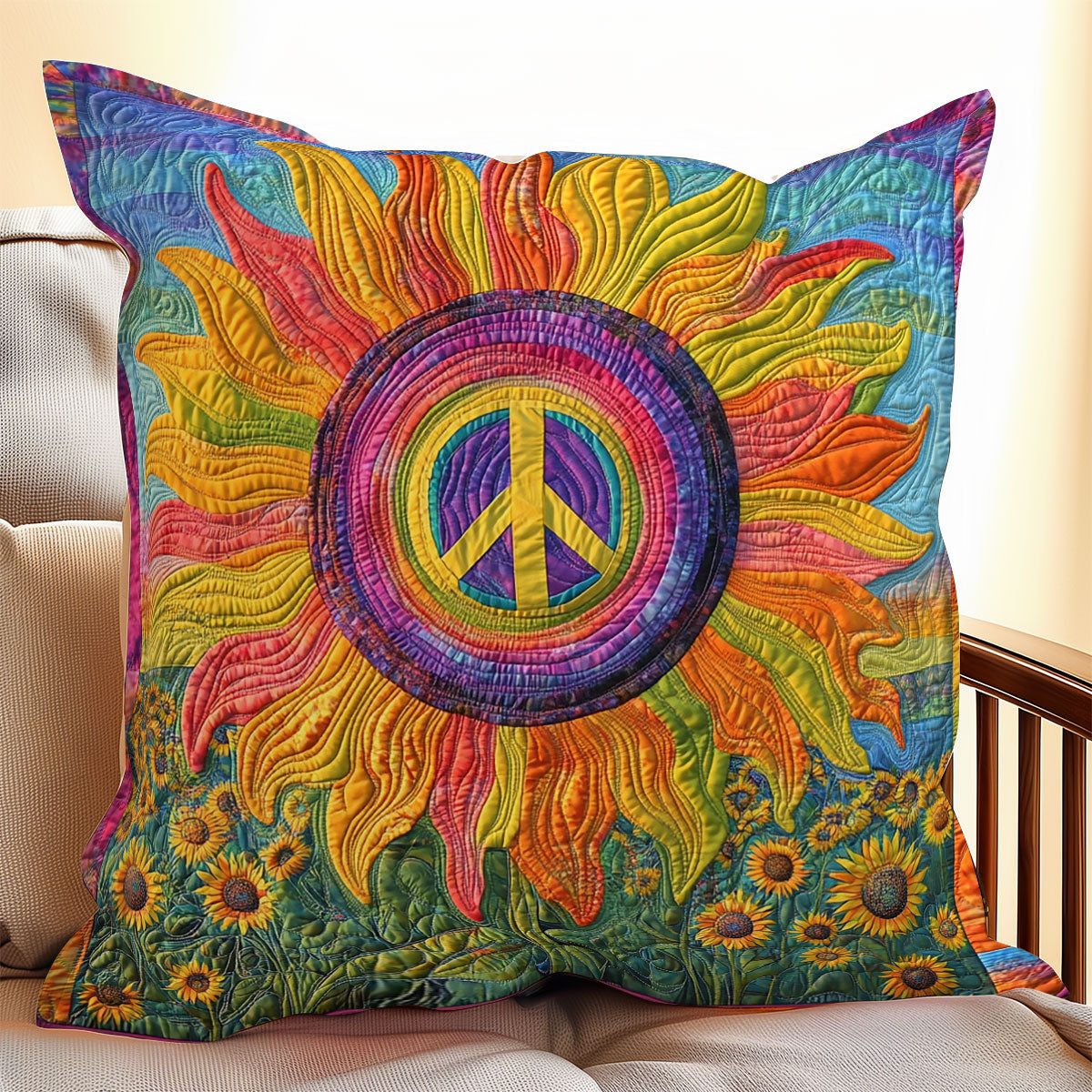 Symbol Peace Sunflower WX0406117CL Quilt Pillow Case