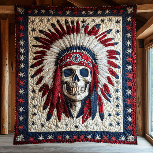 Patriotic Tribal Skull CW2306036CL Quilt