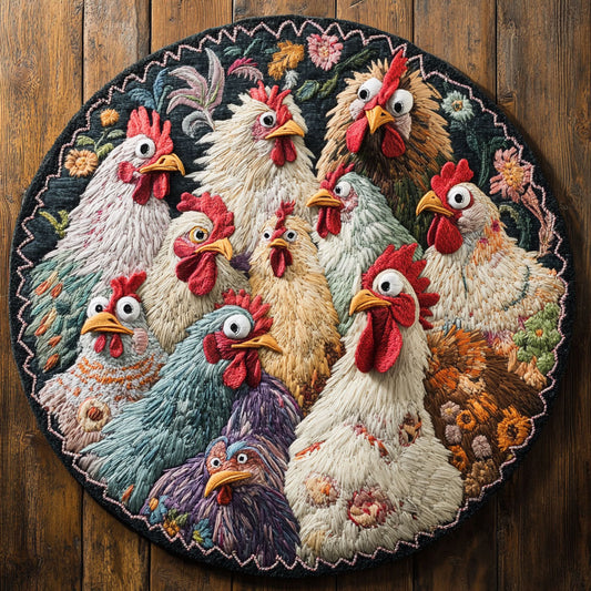 Boho Chicken WN1406025CL Quilted Round Mat