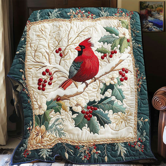 Cardinal In Holly Branch WY2512005CL Quilt