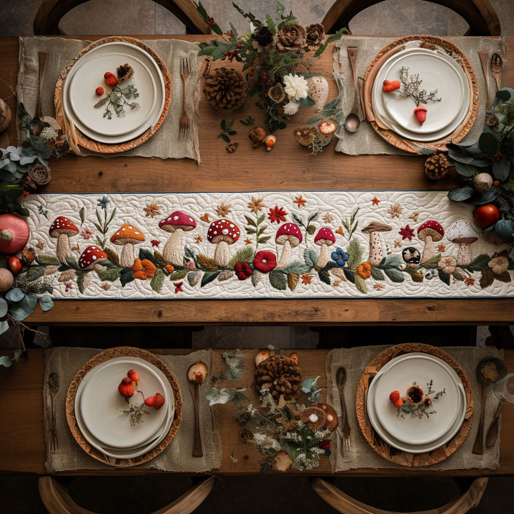 Frosty Mushroom WN0307067CL Quilted Table Runner