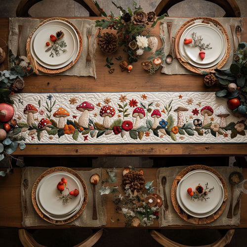 Frosty Mushroom WN0307067CL Quilted Table Runner
