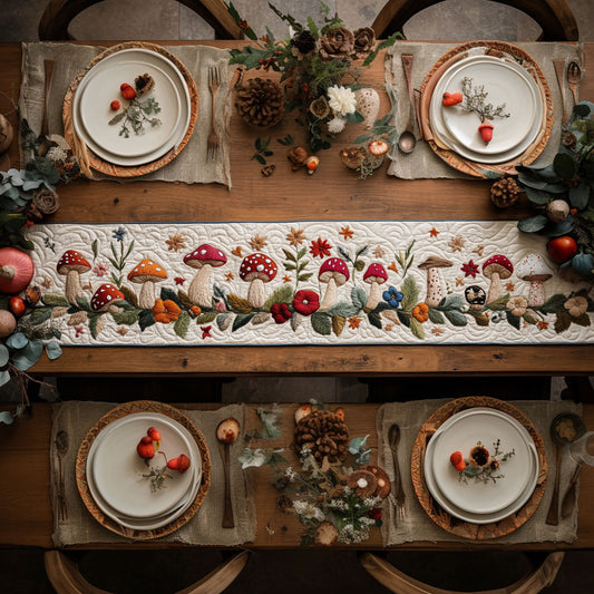 Frosty Mushroom WN0307067CL Quilted Table Runner