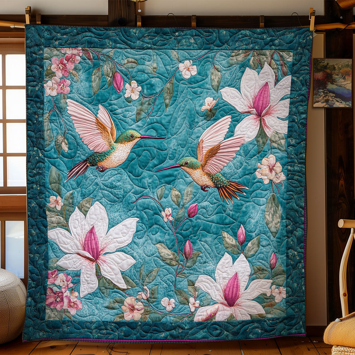 Beautiful Hummingbird In Magnolia WY2003058CL Quilt