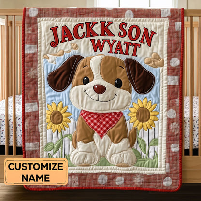 Sunny Pup CP0108050CL Personalized Baby Quilt