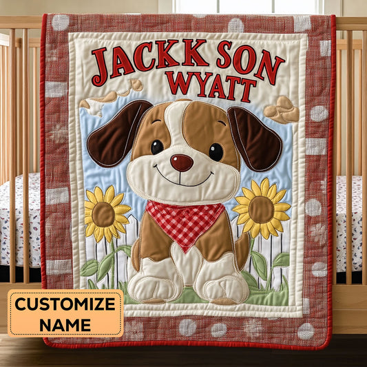 Sunny Pup CP0108050CL Personalized Baby Quilt
