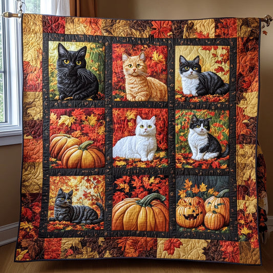 Harvest Cat Squares WY2208078CL Quilt
