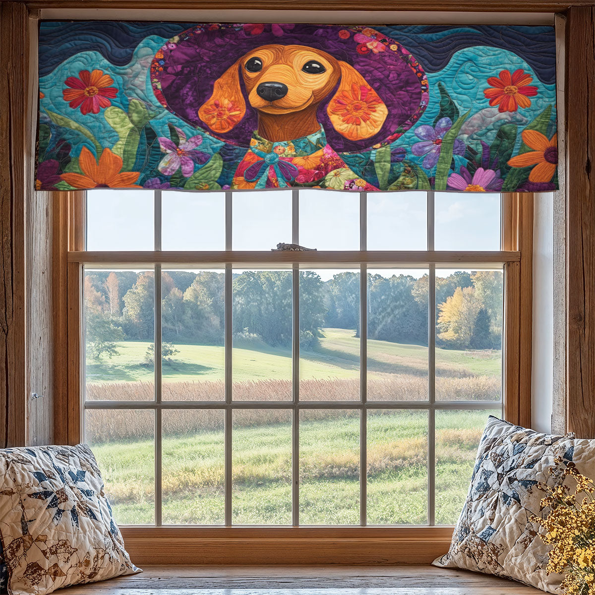 Dachshund Flower WX2205013CL Quilted Valance
