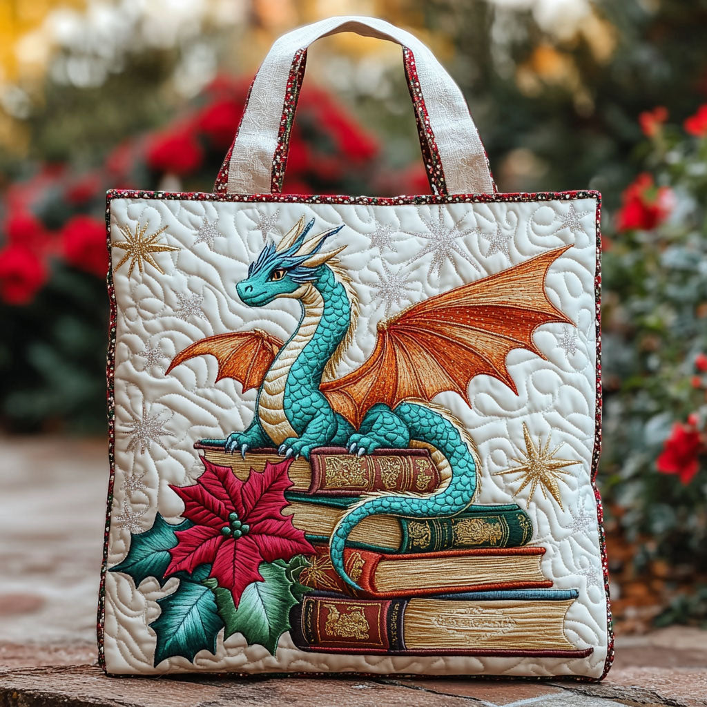 Christmas Dragon Book CW1011036CL Quilted Tote Bag