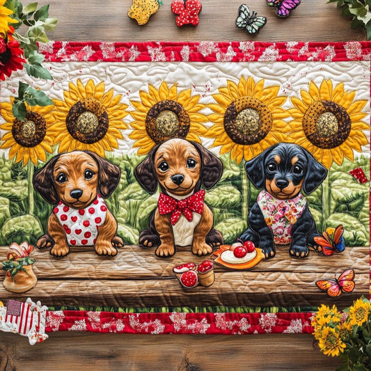 Sunflower Dachshund WY0506051CL Quilted Table Runner