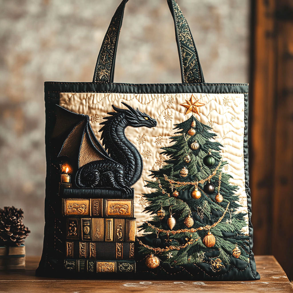 Cozy Book Dragon CW1011044CL Quilted Tote Bag