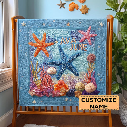 Ocean Treasures WY3007037CL Personalized Baby Quilt