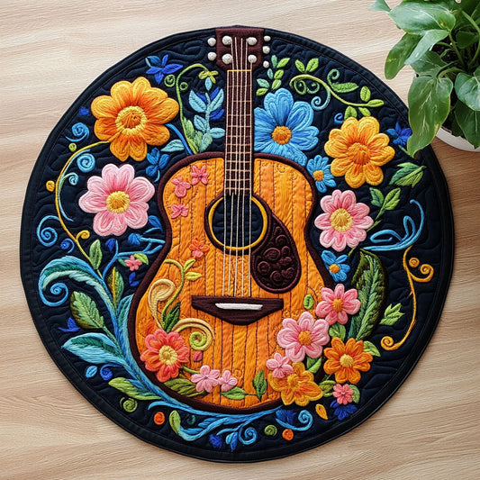 Hippie Guitar CW2305429CL Quilted Round Mat