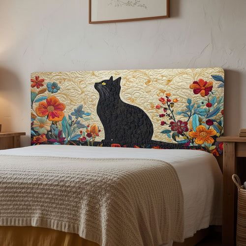 Cat Among Wildflower CW2212005CL Quilted Headboard Slipcover