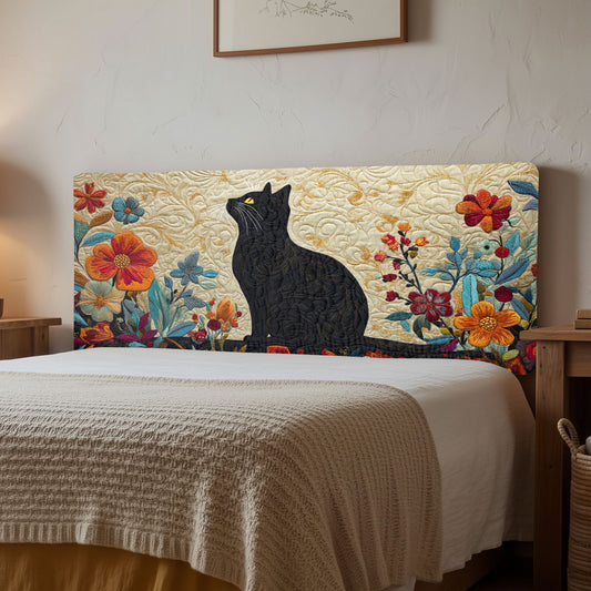 Cat Among Wildflower CW2212005CL Quilted Headboard Slipcover