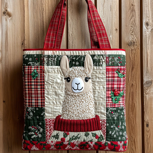 Llama Festive Plaid WN1711042CL Quilted Tote Bag