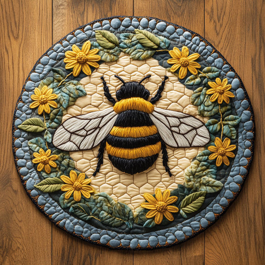 Bee Flower WX2105002CL Quilted Round Mat
