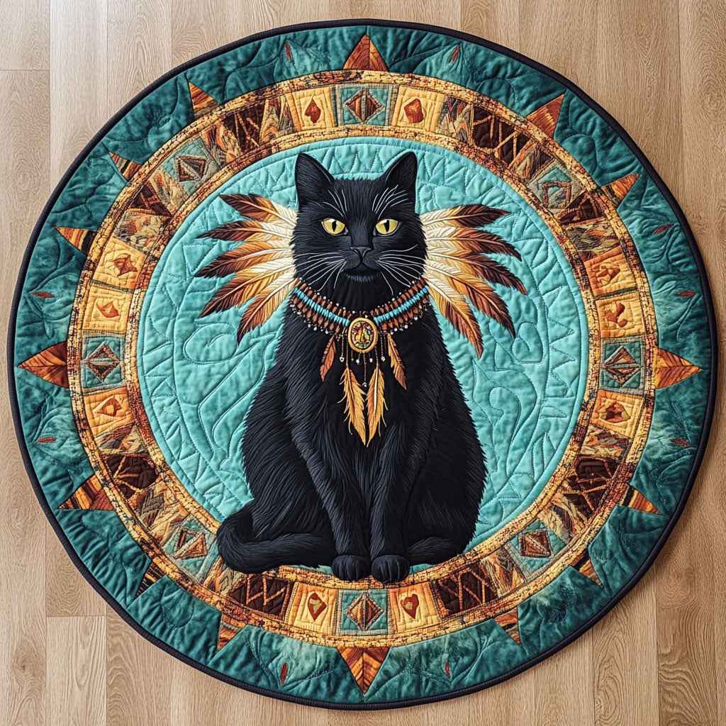 Tribal Cat CW1201066CL Quilted Round Mat