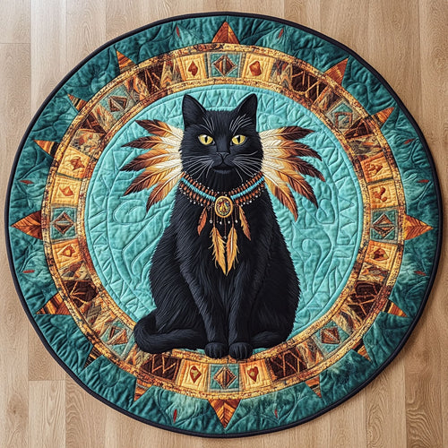 Tribal Cat CW1201066CL Quilted Round Mat