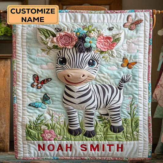 Zebra Garden WY1807033CL Personalized Baby Quilt