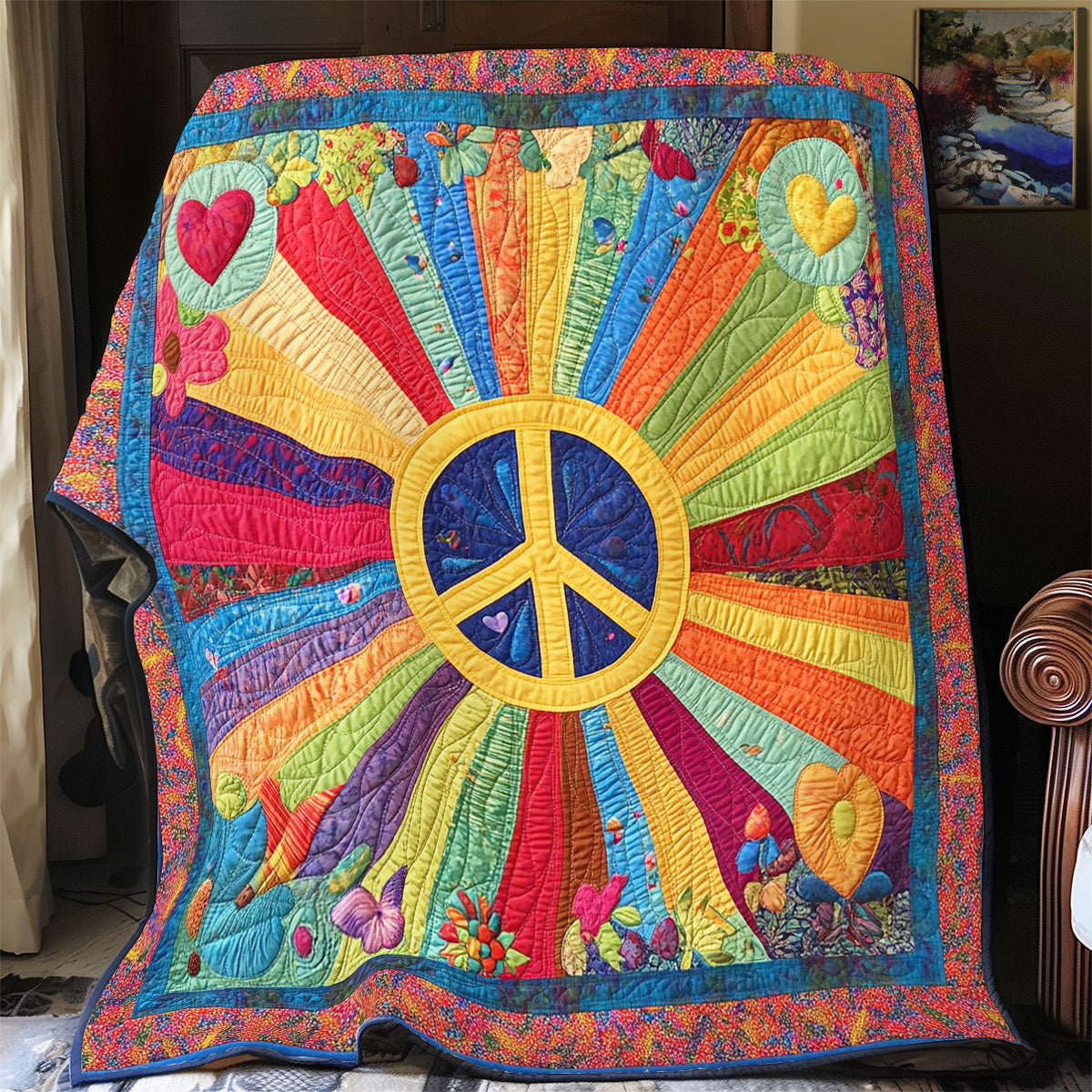 Colorful Peace Sign WY2102013CL Quilt