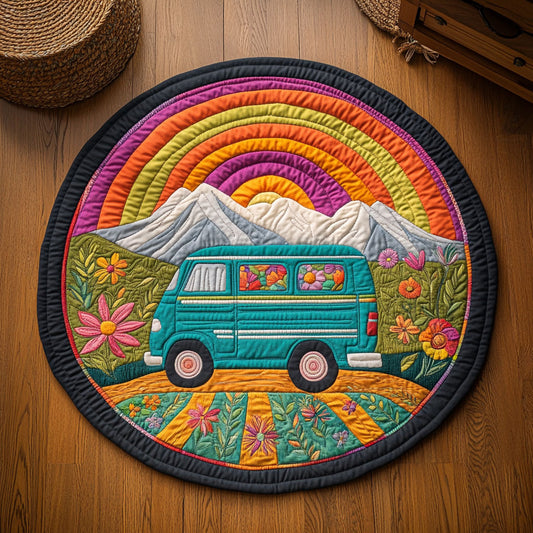 Van Frontal Colorful Rainbow WY1906063CL Quilted Round Mat