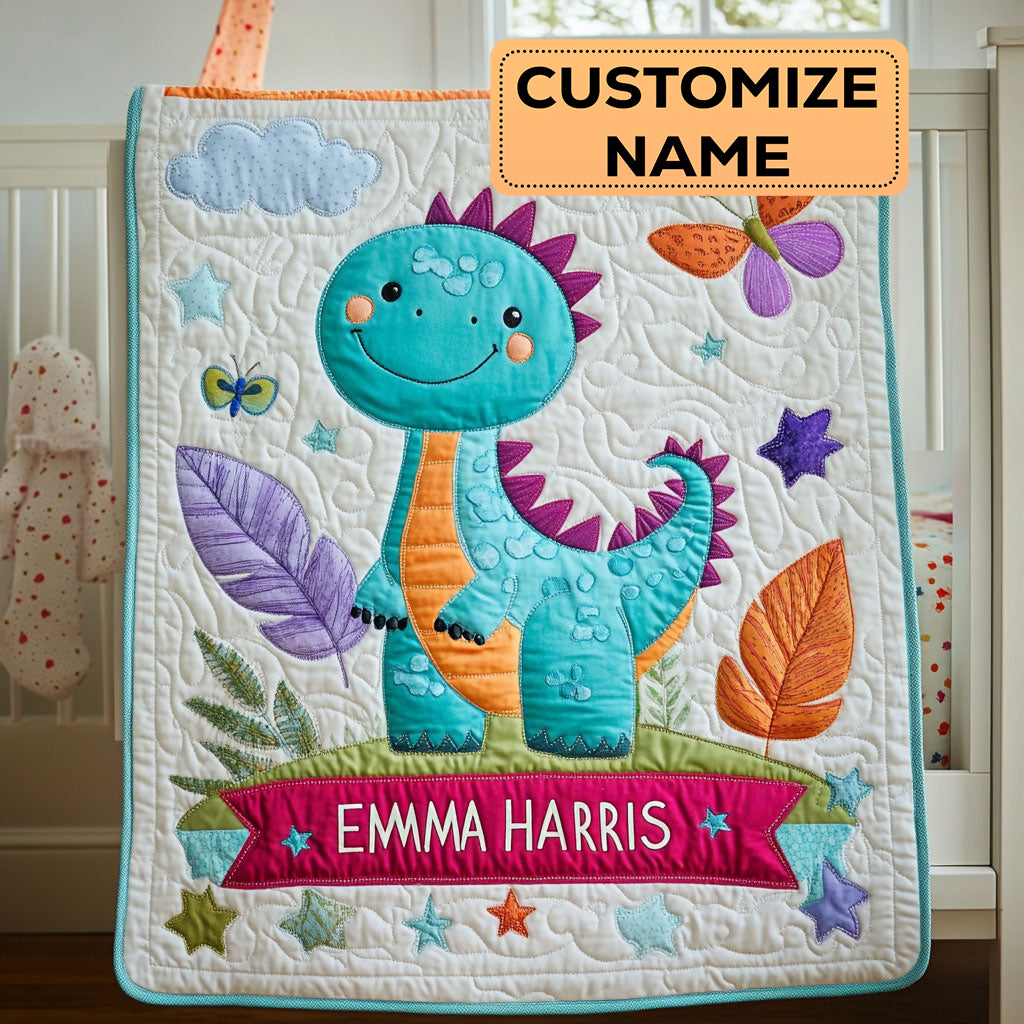 Happy Dino CW2407006CL Personalized Baby Quilt