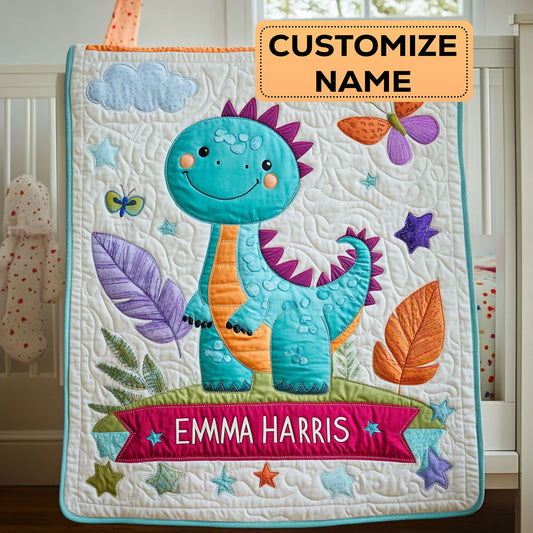 Happy Dino CW2407006CL Personalized Baby Quilt
