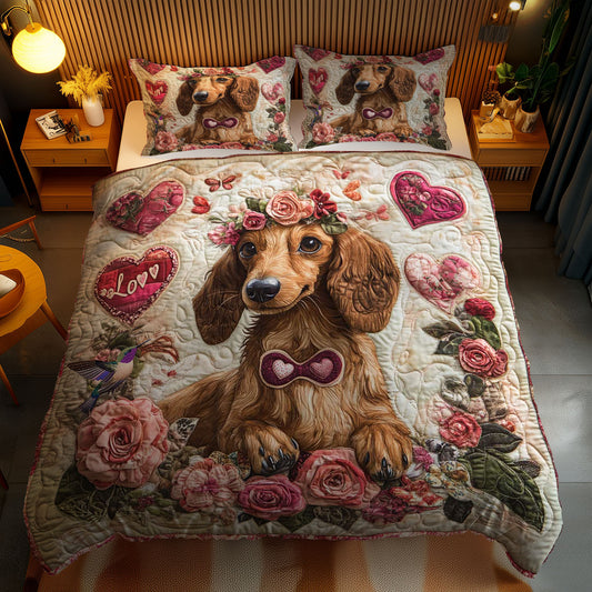 Floral Dachshund WN2412038CL Duvet Cover Set