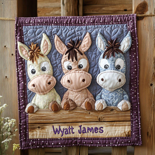 Three Little Bray Buddies WJ0108008CL Personalized Baby Quilt