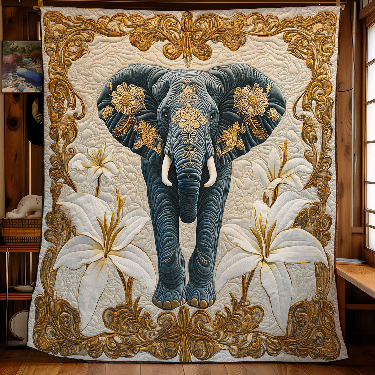 Majestic Blooming Elephant WX0407041CL Quilt