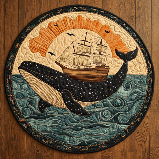 Sailing On The Whale WN1607022CL Quilted Round Mat