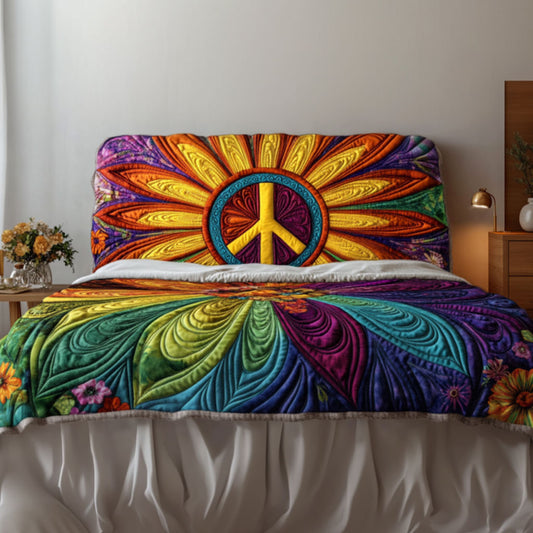 Sunburst Peace Sign KL2012017CL Quilted Headboard Slipcover