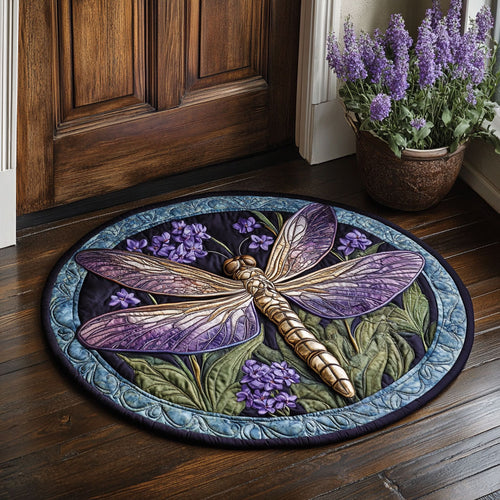 Lilac Dragonfly CM2705029CL Quilted Round Mat