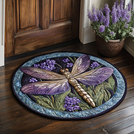 Lilac Dragonfly CM2705029CL Quilted Round Mat