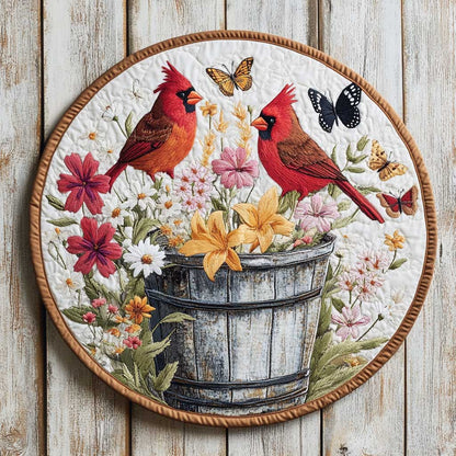 Butterflies And Cardinals WN0904008CL Quilted Round Mat