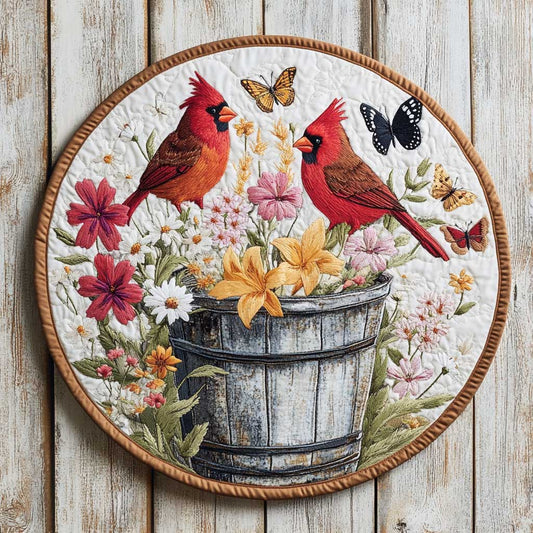 Butterflies And Cardinals WN0904008CL Quilted Round Mat
