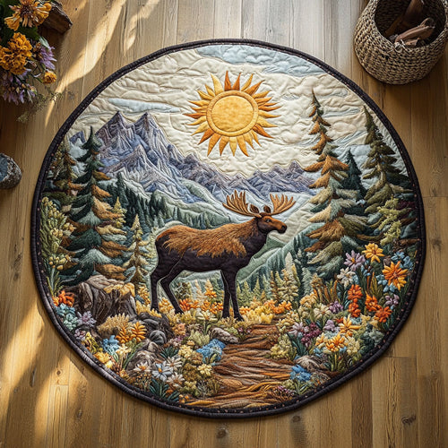 Majestic Mountain Moose WY3006111CL Quilted Round Mat