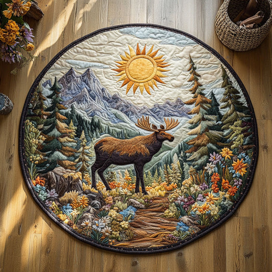 Majestic Mountain Moose WY3006111CL Quilted Round Mat