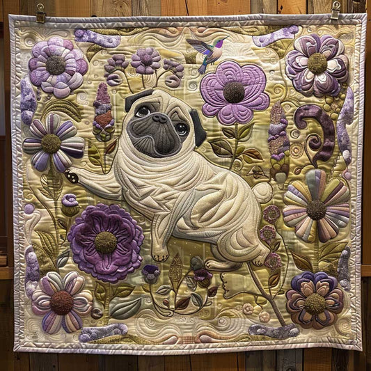 Pug And Flower WN1710025CL Quilt