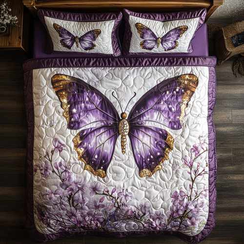 Purple Butterfly In Garden WY0201009CL Duvet Cover Set