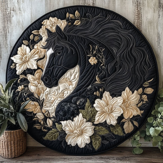 Horse Flower CW2305431CL Quilted Round Mat