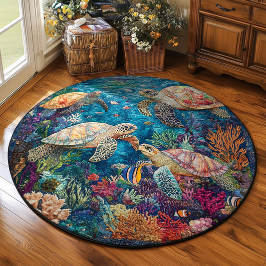 Sea Turtle WJ1903056CL Quilted Round Mat