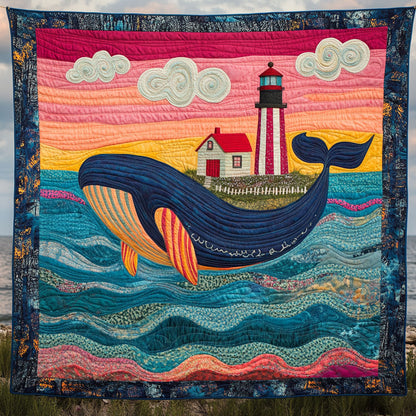 Lighthouse Whale Under Pink Sky DH0410005CL Quilt