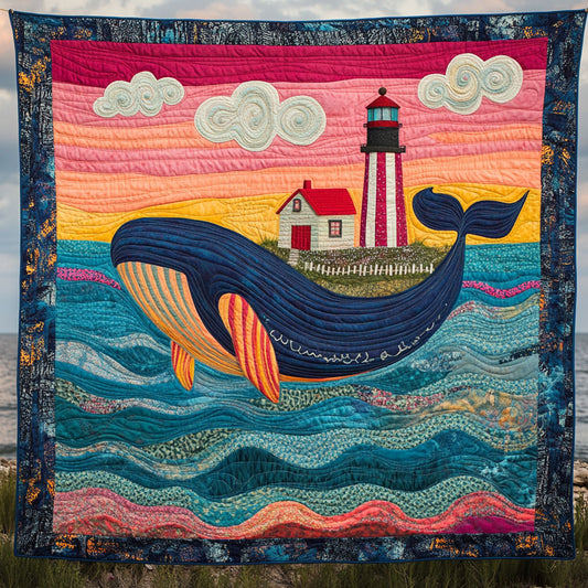Lighthouse Whale Under Pink Sky DH0410005CL Quilt
