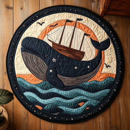 Cosmic Whale Journey WN1607005CL Quilted Round Mat