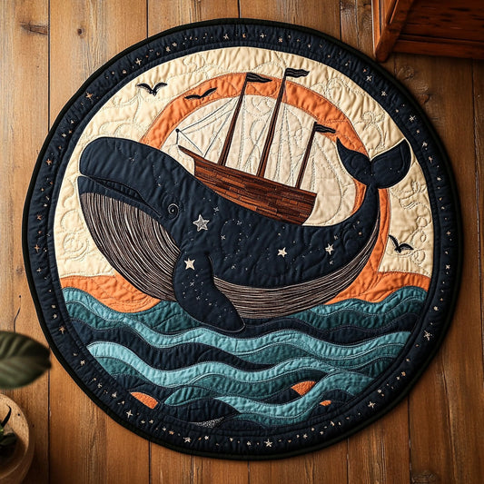 Cosmic Whale Journey WN1607005CL Quilted Round Mat