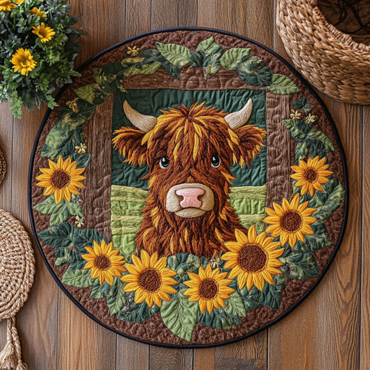 Sunflower Window WY0107024CL Quilted Round Mat