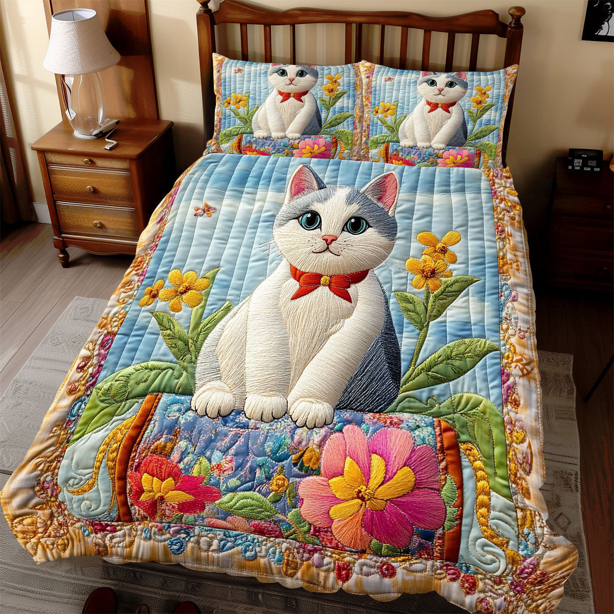 Cat Flower WX0412055CL Duvet Cover Set