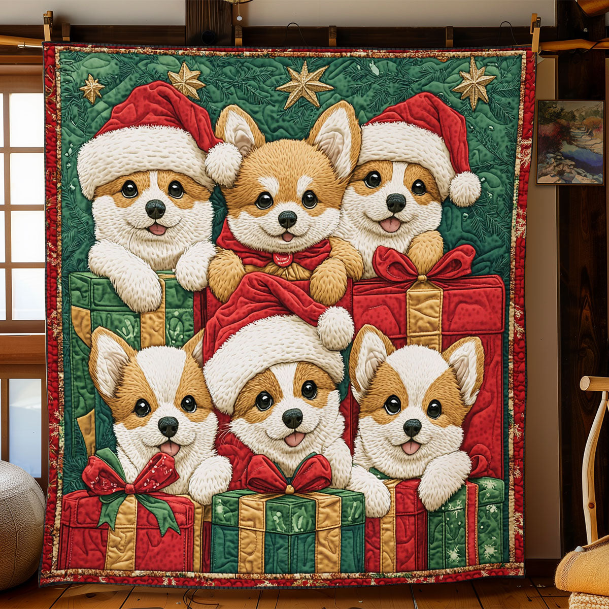 Corgis Christmas CP1411076CL Quilt